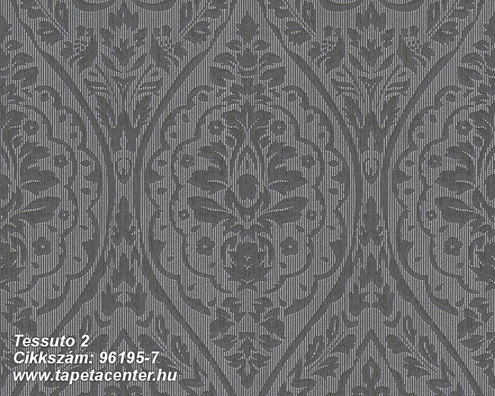 Barokk-klasszikus,valódi textil,fekete,szürke,gyengén mosható,vlies tapéta 